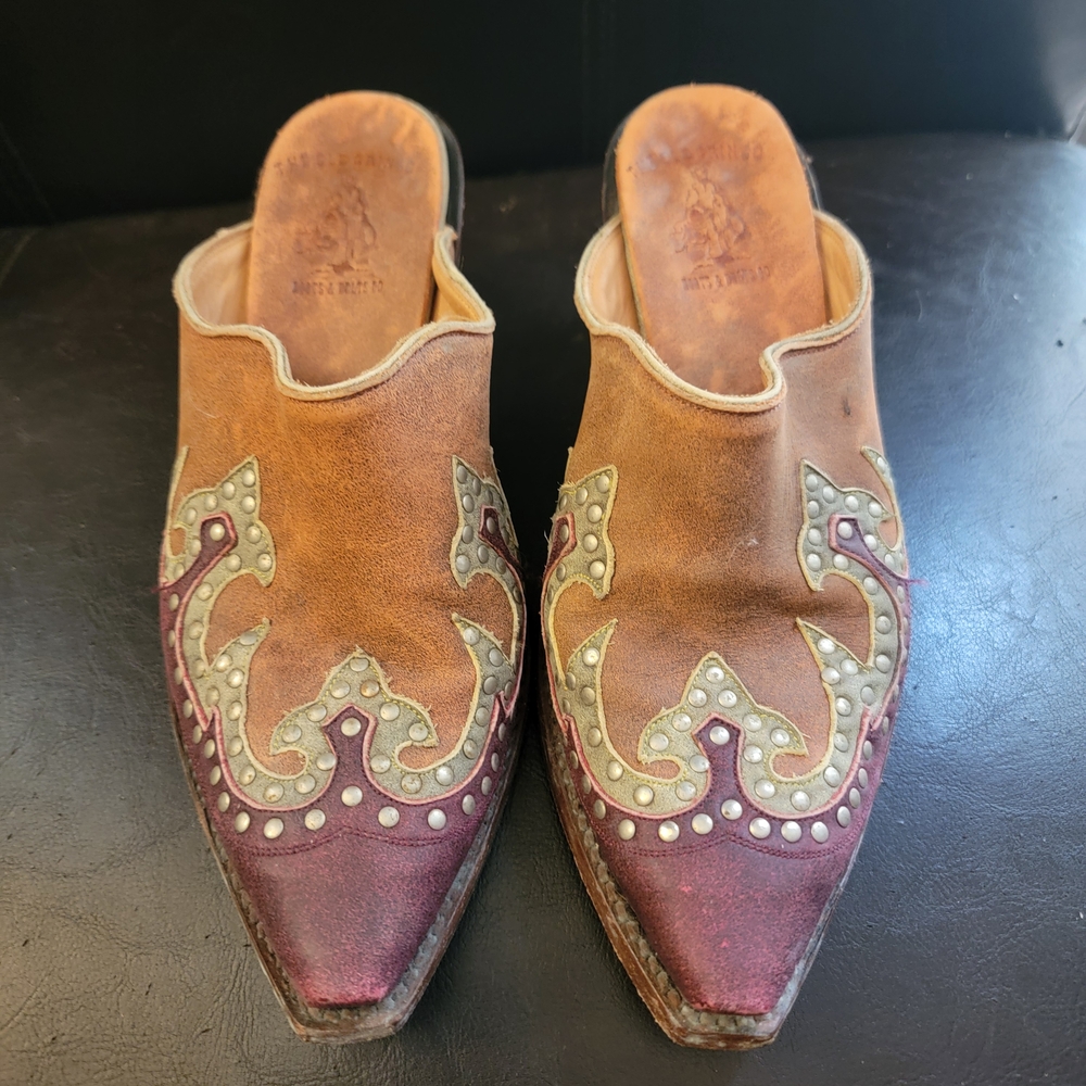 Rare 90s "The Old Gringo" Brown and Purple Embellished Mules